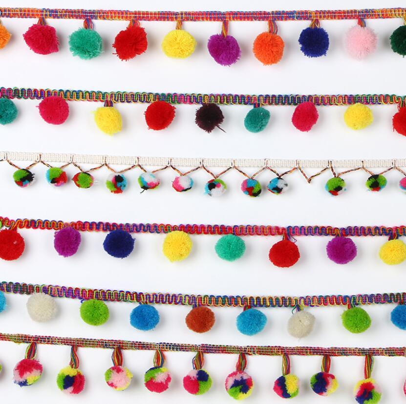DIY big fluffy ball pompom trim fringe for Home textile decoration