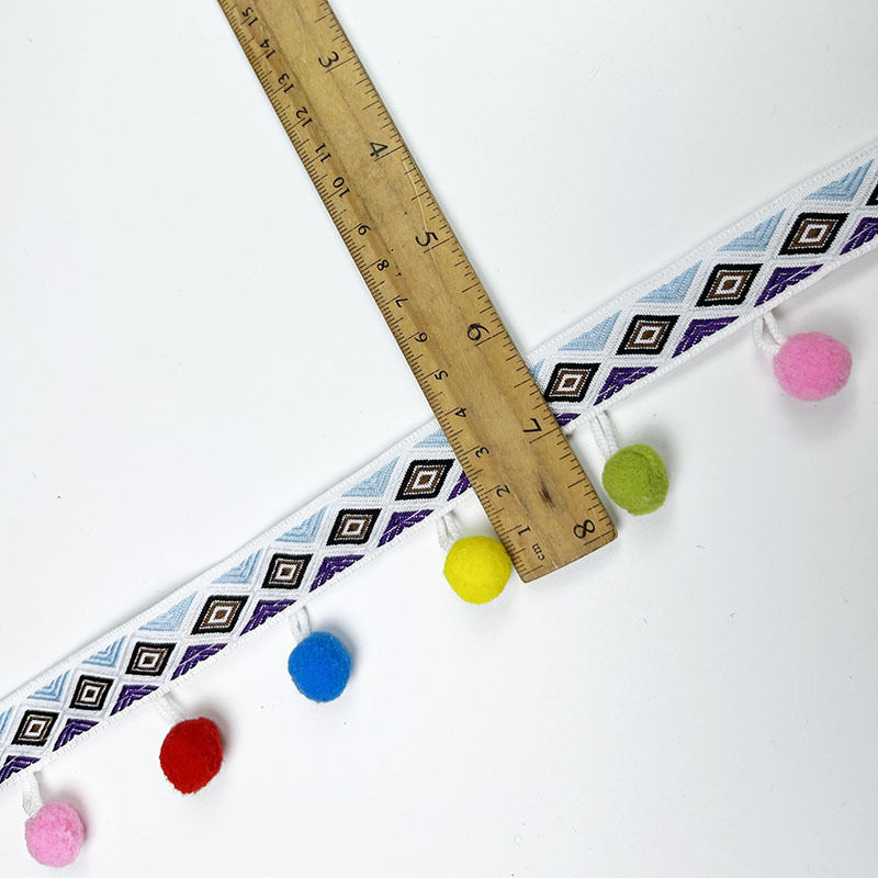 Ethnic ribbon with pompom trim garment trimming accessories supplier