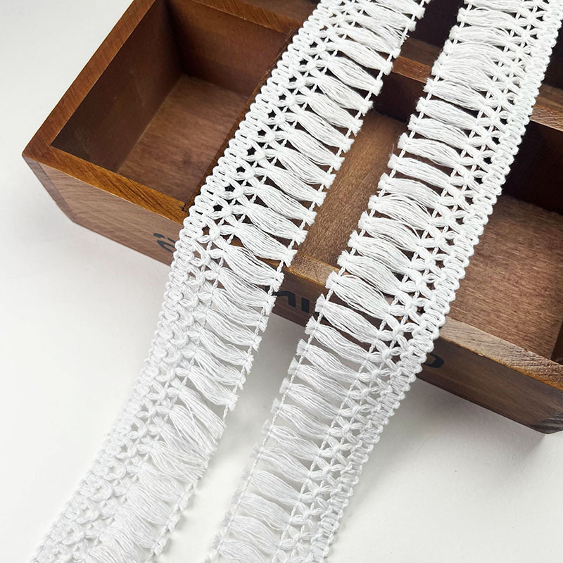 4cm White black cotton crochet tassel fringe garment accessories
