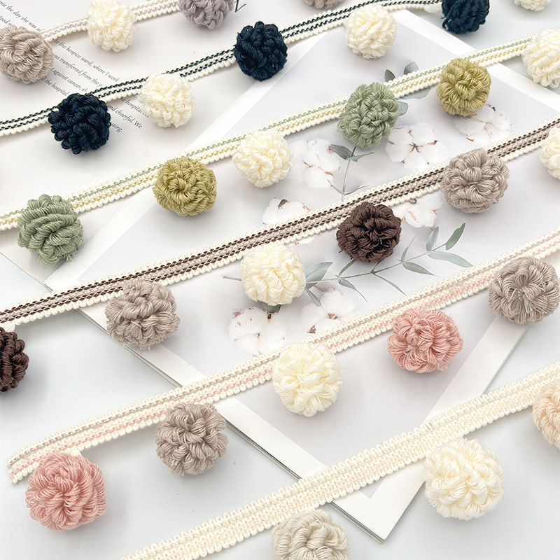 Pompom fur ball trims border decoration for curtains Pompom fur ball trims border decoration for curtains